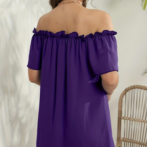 Ladies' Fashion Purple Rain Ruffle Dress