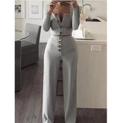 Women's Tailored Breasted Sweater Pants Set