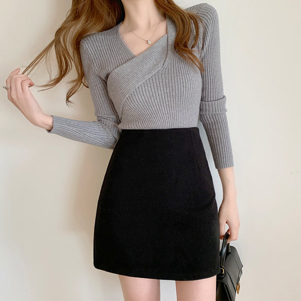 Stylish Underlay Knitted Dress For Women