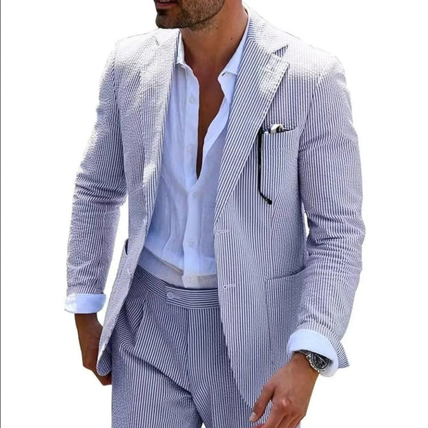 Men's Seersucker Summer 2-Piece-Suit