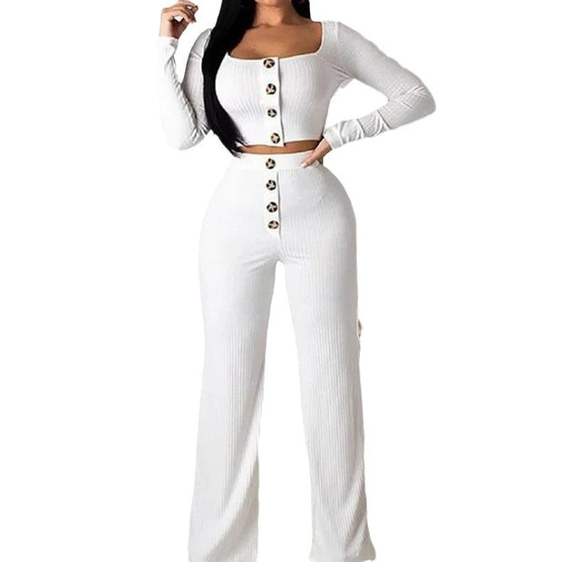 Women's Tailored Breasted Sweater Pants Set