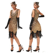 Vintage Sequin Skirt Gatsby Prom Tassel Dress