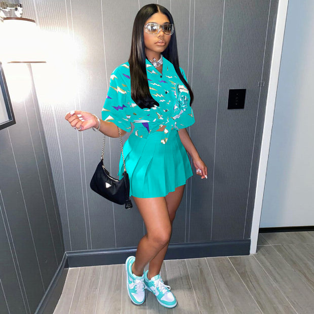 Women's Sexy Casual  Buttoned Pleated Skirt