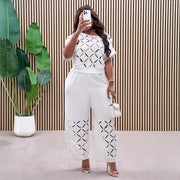 Women's Elegant Casual Asymmetric White Pants Set